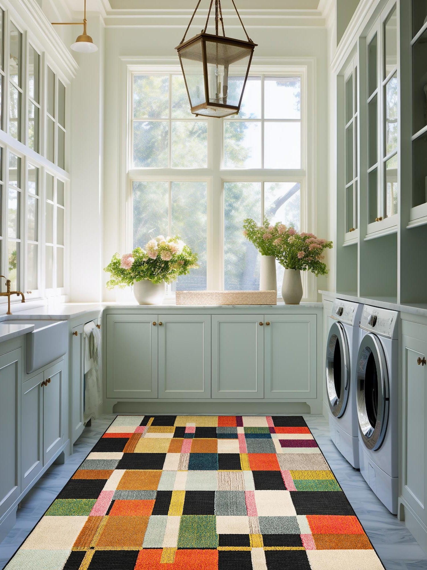 Multicolor 4' 1 x 6' 1 Outdoor Casablanca Rectangle Area Rug Weather Resistant for Patio, Deck, Terrace, Balcony, Porch