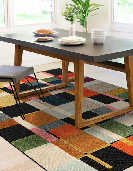 Multicolor 7' 10 x 10' Outdoor Casablanca Rectangle Area Rug Weather Resistant for Patio, Deck, Terrace, Balcony, Porch Polypropylene Vivid Colorful Modern Carpet for Sale at Rug Engine