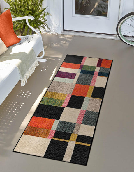Multicolor 2' x 6' 1 Outdoor Casablanca Runner Area Rug Weather Resistant for Patio, Deck, Terrace, Balcony, Porch Polypropylene Vivid Colorful Modern Carpet for Sale at Rug Engine
