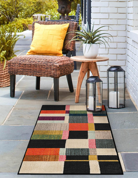Multicolor 2' 7 x 12' Outdoor Casablanca Runner Area Rug Weather Resistant for Patio, Deck, Terrace, Balcony, Porch Polypropylene Vivid Colorful Modern Carpet for Sale at Rug Engine