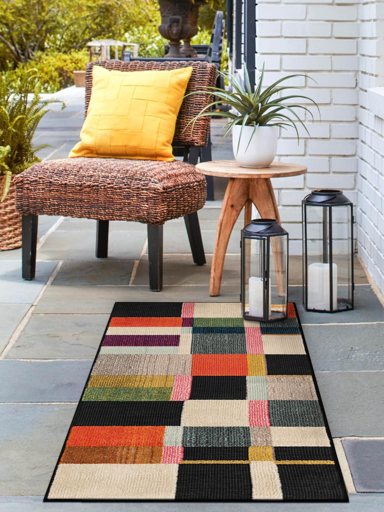 Multicolor 2' x 8' Outdoor Casablanca Runner Area Rug Weather Resistant for Patio, Deck, Terrace, Balcony, Porch Polypropylene Vivid Colorful Modern Carpet for Sale at Rug Engine