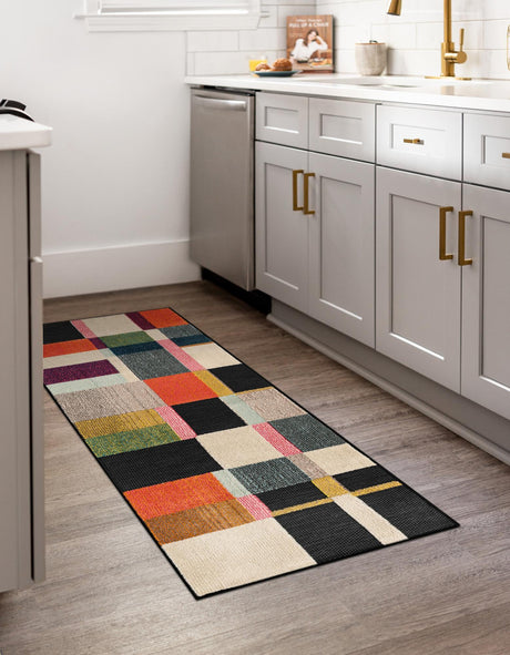 Multicolor 2' x 5' 1 Outdoor Casablanca Runner Area Rug Weather Resistant for Patio, Deck, Terrace, Balcony, Porch Polypropylene Vivid Colorful Modern Carpet for Sale at Rug Engine