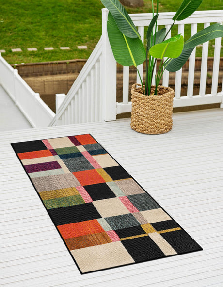 Multicolor 2' x 5' 1 Outdoor Casablanca Runner Area Rug Weather Resistant for Patio, Deck, Terrace, Balcony, Porch Polypropylene Vivid Colorful Modern Carpet for Sale at Rug Engine