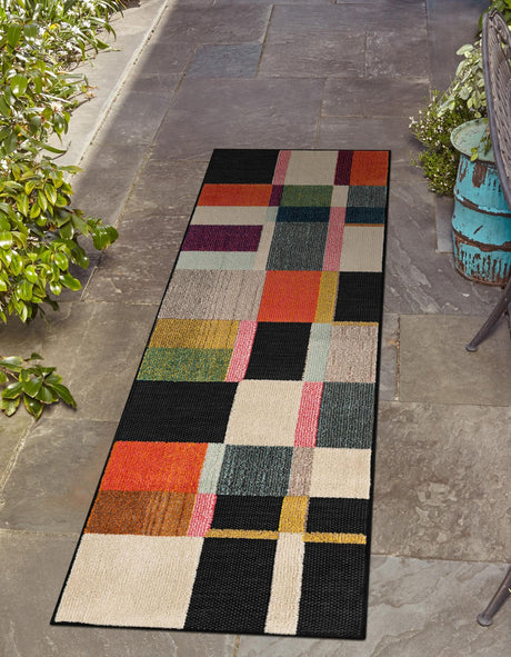 Multicolor 2' x 5' 1 Outdoor Casablanca Runner Area Rug Weather Resistant for Patio, Deck, Terrace, Balcony, Porch Polypropylene Vivid Colorful Modern Carpet for Sale at Rug Engine