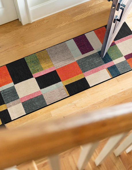 Multicolor 2' 7 x 10' Outdoor Casablanca Runner Area Rug Weather Resistant for Patio, Deck, Terrace, Balcony, Porch Polypropylene Vivid Colorful Modern Carpet for Sale at Rug Engine