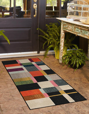 Multicolor 2' x 5' 1 Outdoor Casablanca Runner Area Rug Weather Resistant for Patio, Deck, Terrace, Balcony, Porch Polypropylene Vivid Colorful Modern Carpet for Sale at Rug Engine