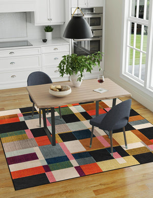Multicolor 10' x 10' Outdoor Casablanca Square Area Rug Weather Resistant for Patio, Deck, Terrace, Balcony, Porch Polypropylene Vivid Colorful Modern Carpet for Sale at Rug Engine