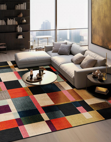 Multicolor 10' x 10' Outdoor Casablanca Square Area Rug Weather Resistant for Patio, Deck, Terrace, Balcony, Porch Polypropylene Vivid Colorful Modern Carpet for Sale at Rug Engine