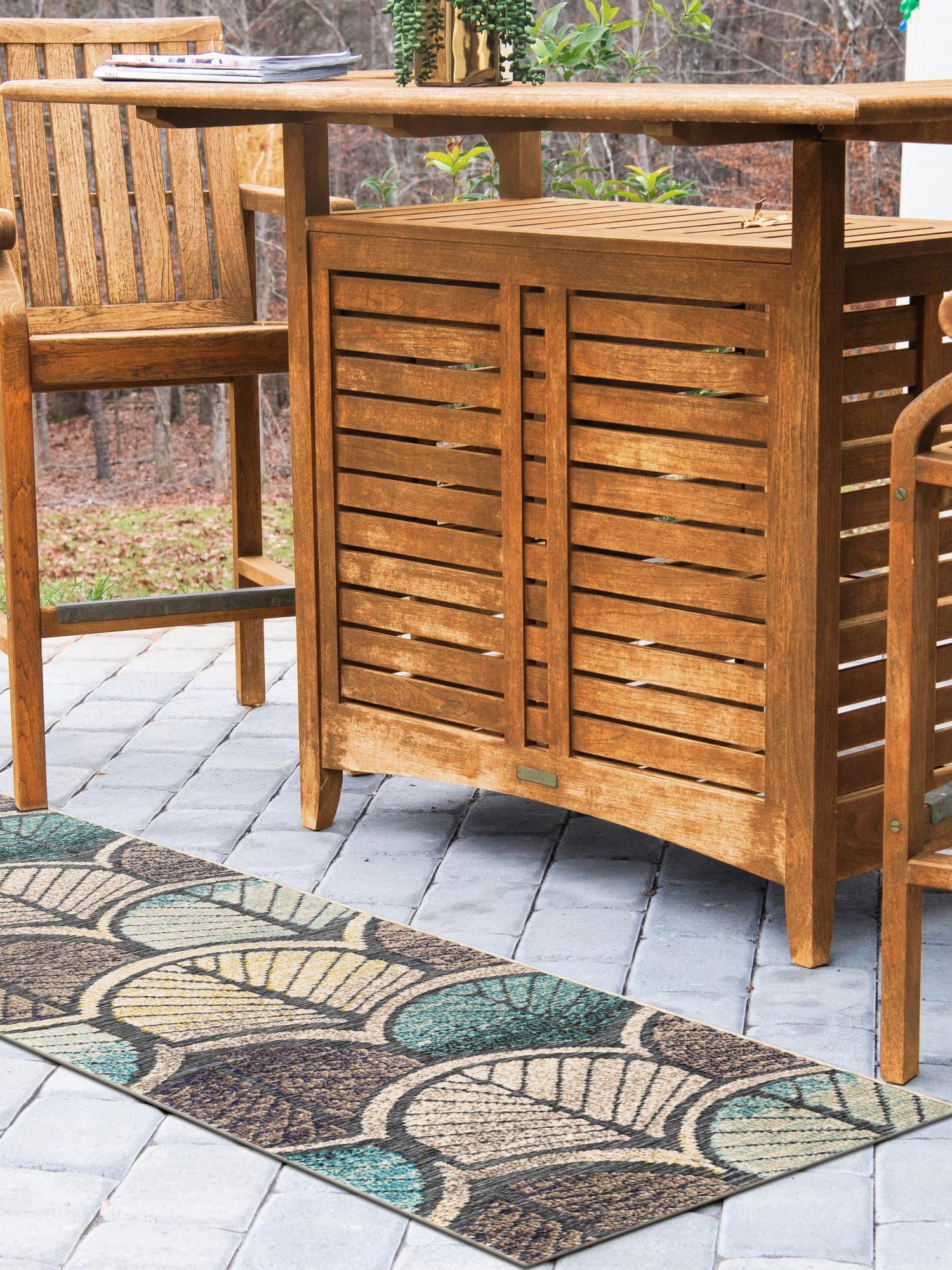 Gray Blue Ivory 2' x 5' 1 Outdoor Casablanca Runner Area Rug Weather Resistant for Patio, Deck, Terrace, Balcony, Porch Polypropylene Vivid Colorful Modern Carpet for Sale at Rug Engine