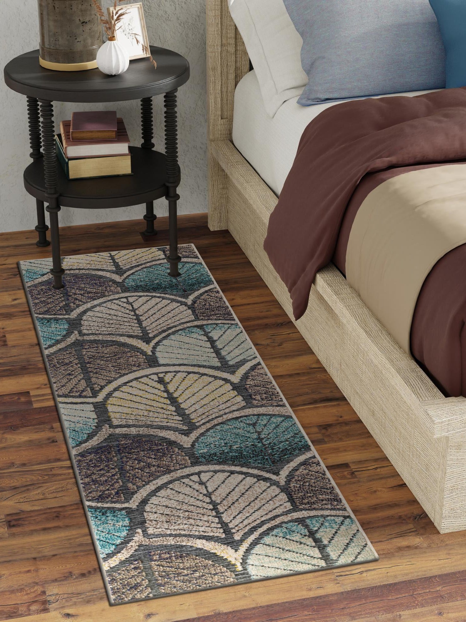 Gray Blue Ivory 2' x 6' 1 Outdoor Casablanca Runner Area Rug Weather Resistant for Patio, Deck, Terrace, Balcony, Porch Polypropylene Vivid Colorful Modern Carpet for Sale at Rug Engine