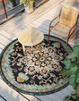 Navy Blue 3' 1 x 3' 1 Outdoor Casablanca Round Area Rug Weather Resistant for Patio, Deck, Terrace, Balcony, Porch Polypropylene Vivid Colorful Modern Carpet for Sale at Rug Engine