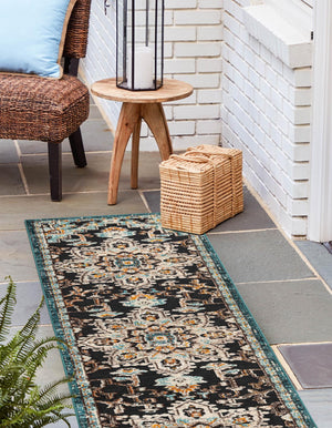 Navy Blue 2' x 5' 1 Outdoor Casablanca Runner Area Rug Weather Resistant for Patio, Deck, Terrace, Balcony, Porch Polypropylene Vivid Colorful Modern Carpet for Sale at Rug Engine