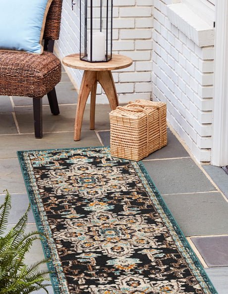 Navy Blue 2' x 6' 1 Outdoor Casablanca Runner Area Rug Weather Resistant for Patio, Deck, Terrace, Balcony, Porch Polypropylene Vivid Colorful Modern Carpet for Sale at Rug Engine