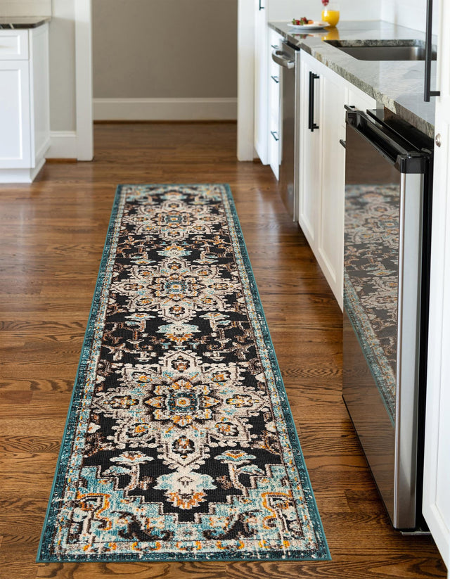 Navy Blue 2' 7 x 10' Outdoor Casablanca Runner Area Rug Weather Resistant for Patio, Deck, Terrace, Balcony, Porch Polypropylene Vivid Colorful Modern Carpet for Sale at Rug Engine