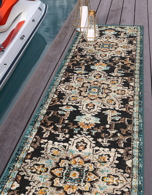 Navy Blue 2' x 8' Outdoor Casablanca Runner Area Rug Weather Resistant for Patio, Deck, Terrace, Balcony, Porch Polypropylene Vivid Colorful Modern Carpet for Sale at Rug Engine