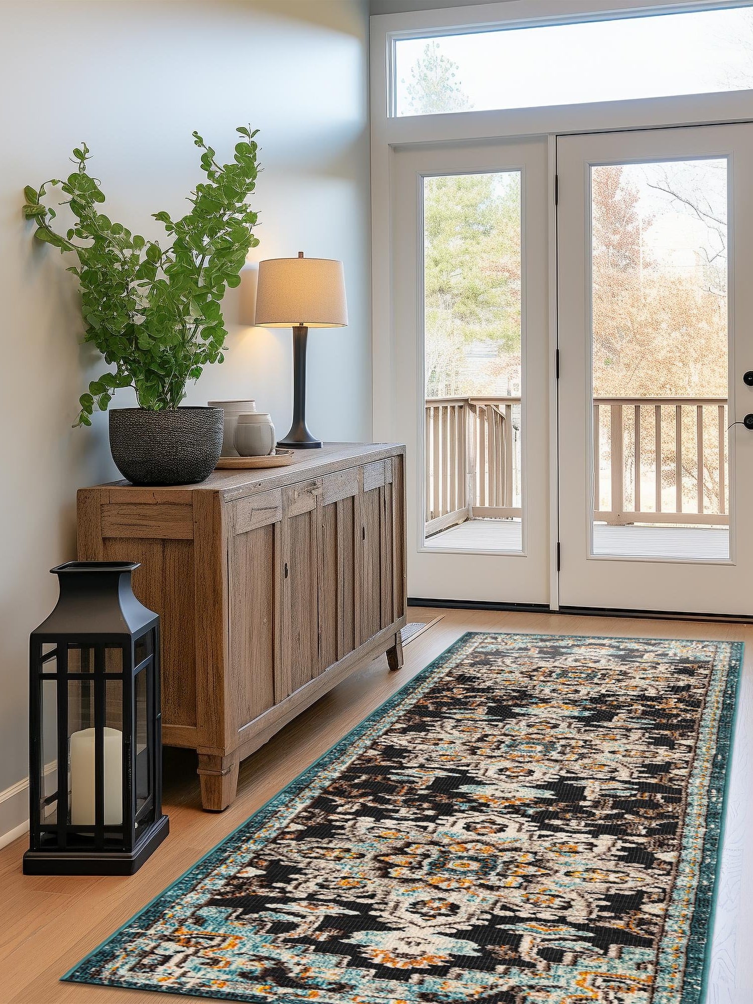 Navy Blue 2' x 8' Outdoor Casablanca Runner Area Rug Weather Resistant for Patio, Deck, Terrace, Balcony, Porch Polypropylene Vivid Colorful Modern Carpet for Sale at Rug Engine