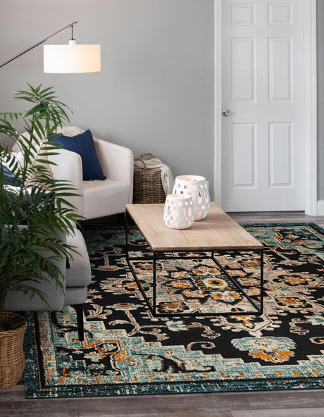 Navy Blue 10' x 10' Outdoor Casablanca Square Area Rug Weather Resistant for Patio, Deck, Terrace, Balcony, Porch Polypropylene Vivid Colorful Modern Carpet for Sale at Rug Engine