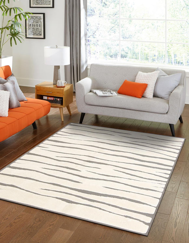Ivory White 4' 1 x 6' 1 Prismatic Rectangle Area Rug Modern Geometric Unique Design Carpet for Contemporary Interior Home Decorating for Sale at Rug Engine