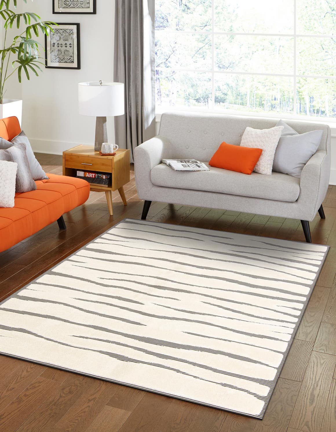 Ivory White 5' 3 x 8' Prismatic Rectangle Area Rug Modern Geometric Unique Design Carpet for Contemporary Interior Home Decorating for Sale at Rug Engine