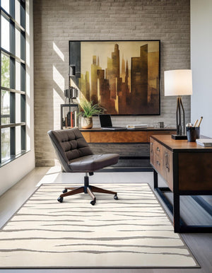 Ivory White 4' 1 x 6' 1 Prismatic Rectangle Area Rug Modern Geometric Unique Design Carpet for Contemporary Interior Home Decorating for Sale at Rug Engine