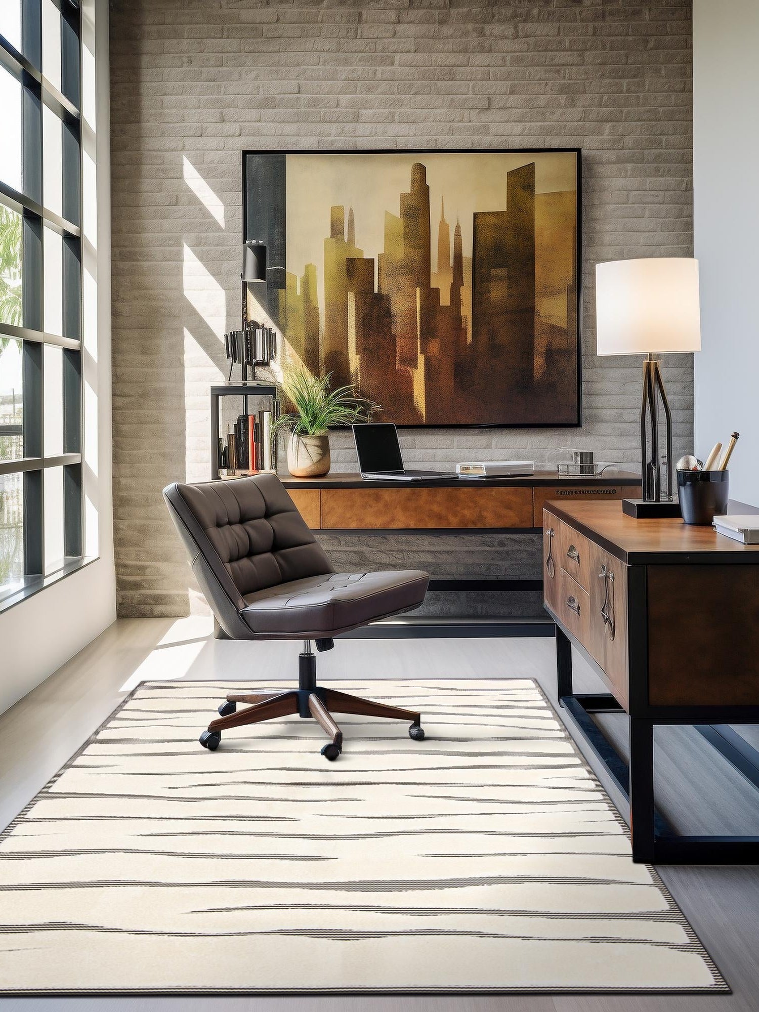 Ivory White 9' x 12' Prismatic Rectangle Area Rug Modern Geometric Unique Design Carpet for Contemporary Interior Home Decorating for Sale at Rug Engine