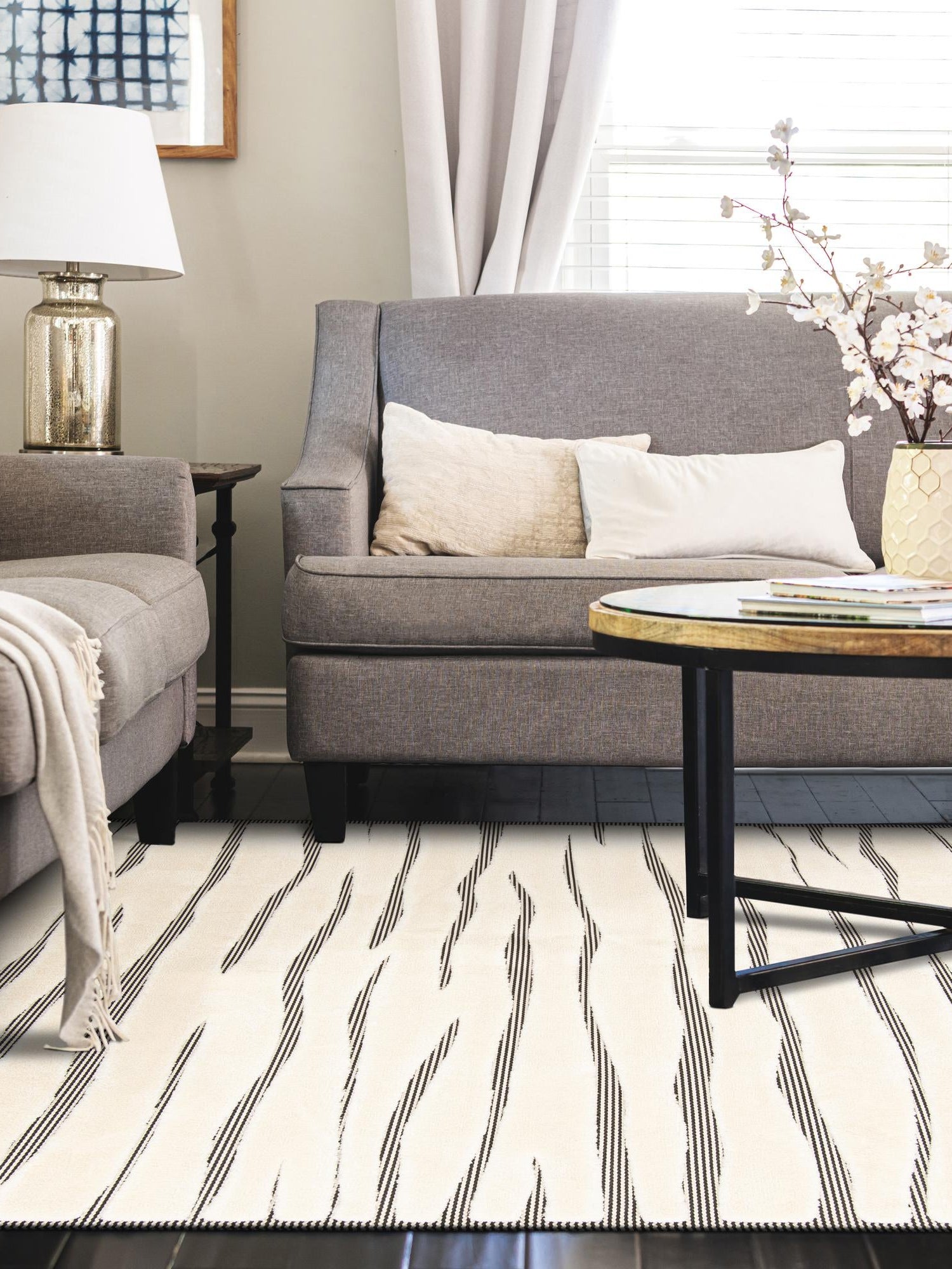 Ivory White 5' 1 x 7' 1 Prismatic Rectangle Area Rug Modern Geometric Unique Design Carpet for Contemporary Interior Home Decorating for Sale at Rug Engine