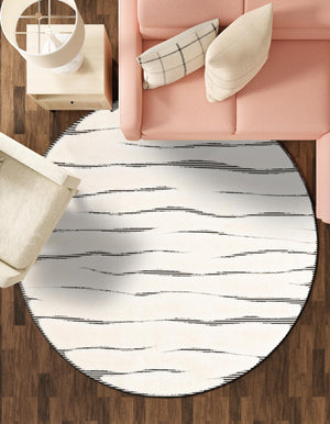 Ivory White 3' 1 x 3' 1 Prismatic Round Area Rug Modern Geometric Unique Design Carpet for Contemporary Interior Home Decorating for Sale at Rug Engine