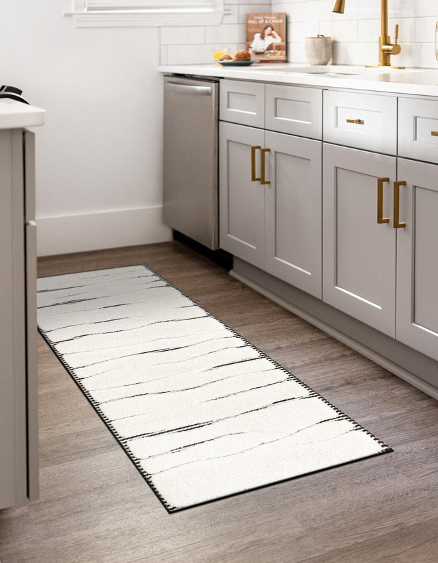 Ivory White 2' 7 x 8' Prismatic Runner Area Rug Modern Geometric Unique Design Carpet for Contemporary Interior Home Decorating for Sale at Rug Engine