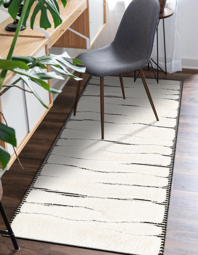 Ivory White 2' 7 x 12' Prismatic Runner Area Rug Modern Geometric Unique Design Carpet for Contemporary Interior Home Decorating for Sale at Rug Engine
