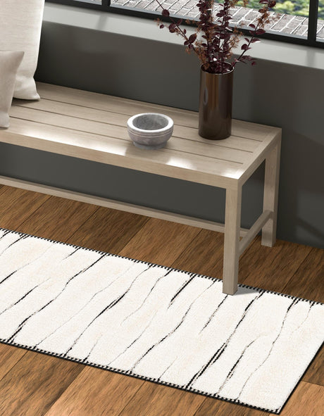 Ivory White 2' 7 x 10' Prismatic Runner Area Rug Modern Geometric Unique Design Carpet for Contemporary Interior Home Decorating for Sale at Rug Engine