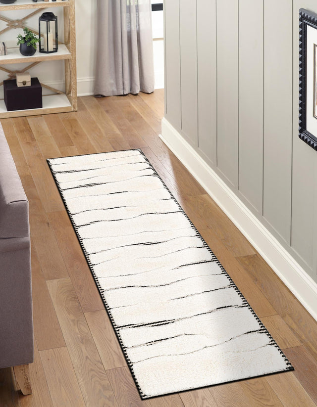 Ivory White 2' 7 x 12' Prismatic Runner Area Rug Modern Geometric Unique Design Carpet for Contemporary Interior Home Decorating for Sale at Rug Engine
