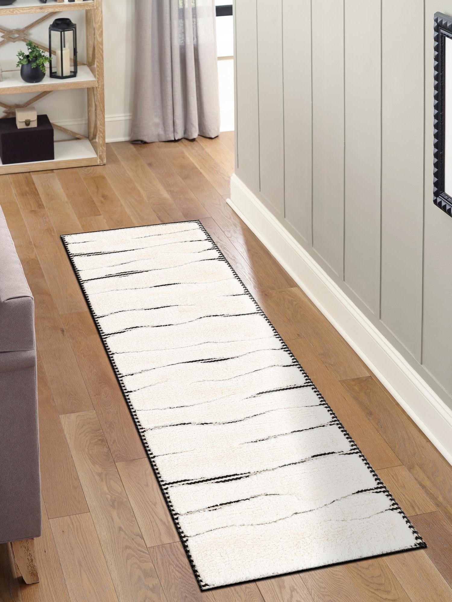 Ivory White 2' 7 x 8' Prismatic Runner Area Rug Modern Geometric Unique Design Carpet for Contemporary Interior Home Decorating for Sale at Rug Engine