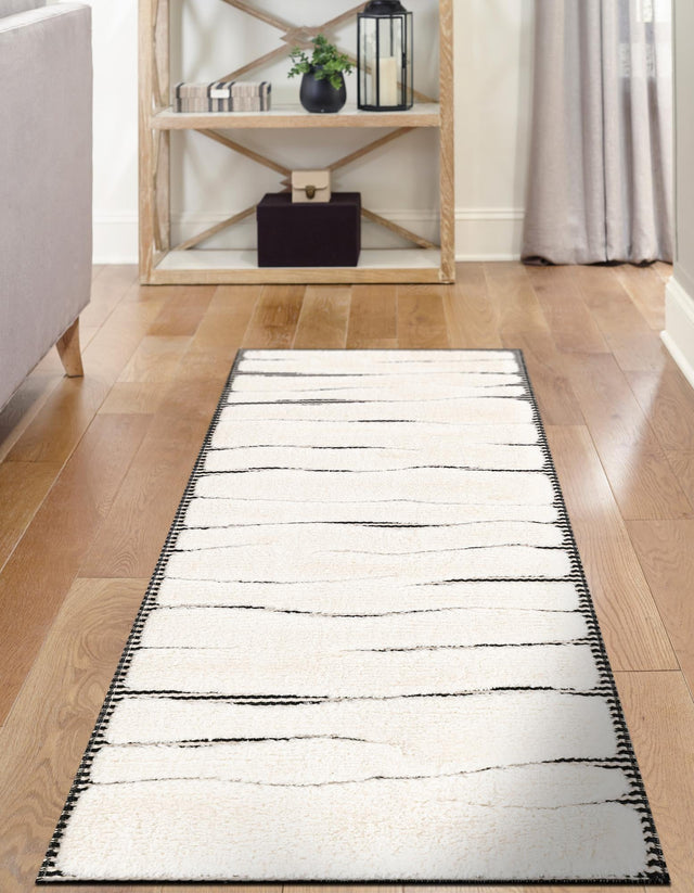 Ivory White 2' 7 x 12' Prismatic Runner Area Rug Modern Geometric Unique Design Carpet for Contemporary Interior Home Decorating for Sale at Rug Engine