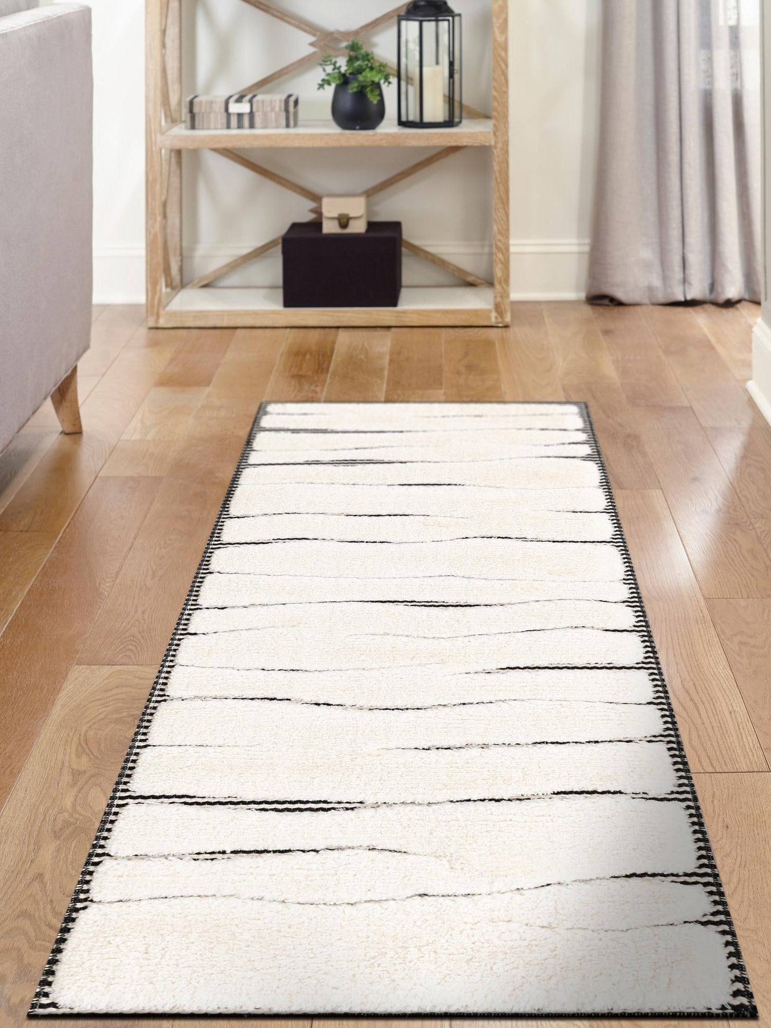 Ivory White 2' x 5' 1 Prismatic Runner Area Rug Modern Geometric Unique Design Carpet for Contemporary Interior Home Decorating for Sale at Rug Engine