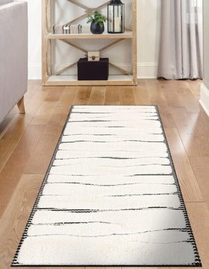 Ivory White 2' 7 x 10' Prismatic Runner Area Rug Modern Geometric Unique Design Carpet for Contemporary Interior Home Decorating for Sale at Rug Engine
