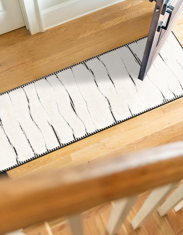 Ivory White 2' 7 x 10' Prismatic Runner Area Rug Modern Geometric Unique Design Carpet for Contemporary Interior Home Decorating for Sale at Rug Engine