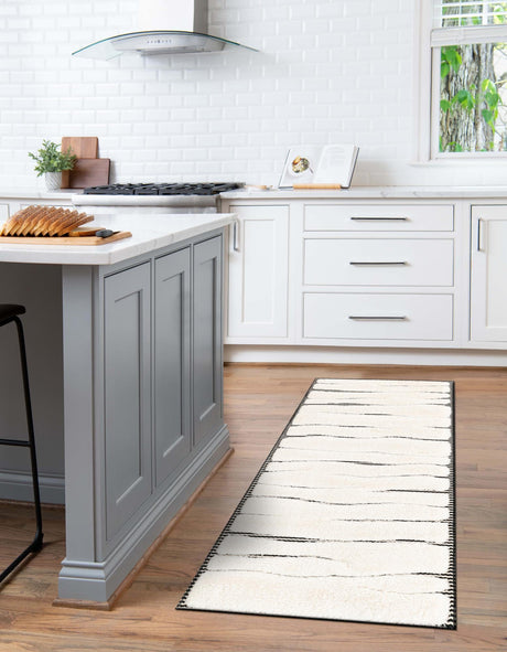 Ivory White 2' x 5' 1 Prismatic Runner Area Rug Modern Geometric Unique Design Carpet for Contemporary Interior Home Decorating for Sale at Rug Engine