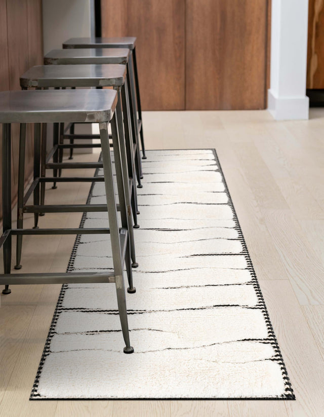 Ivory White 2' 7 x 12' Prismatic Runner Area Rug Modern Geometric Unique Design Carpet for Contemporary Interior Home Decorating for Sale at Rug Engine