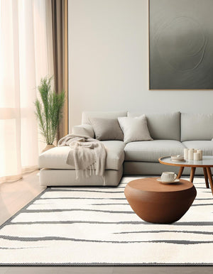 Ivory White 10' x 10' Prismatic Square Area Rug Modern Geometric Unique Design Carpet for Contemporary Interior Home Decorating for Sale at Rug Engine