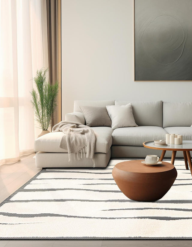 Ivory White 10' x 10' Prismatic Square Area Rug Modern Geometric Unique Design Carpet for Contemporary Interior Home Decorating for Sale at Rug Engine
