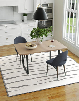 Ivory White 7' 10 x 7' 10 Prismatic Square Area Rug Modern Geometric Unique Design Carpet for Contemporary Interior Home Decorating for Sale at Rug Engine