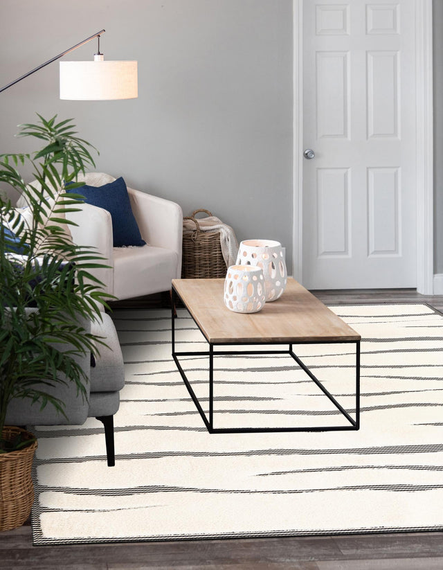Ivory White 10' x 10' Prismatic Square Area Rug Modern Geometric Unique Design Carpet for Contemporary Interior Home Decorating for Sale at Rug Engine