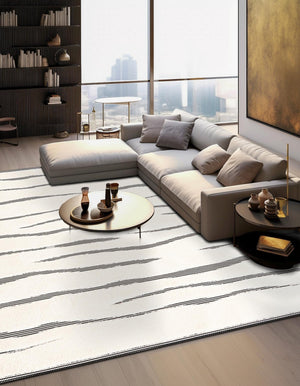 Ivory White 7' 10 x 7' 10 Prismatic Square Area Rug Modern Geometric Unique Design Carpet for Contemporary Interior Home Decorating for Sale at Rug Engine