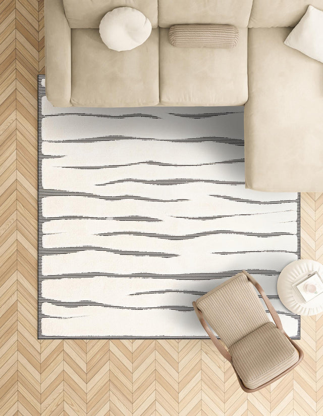 Ivory White 7' 10 x 7' 10 Prismatic Square Area Rug Modern Geometric Unique Design Carpet for Contemporary Interior Home Decorating for Sale at Rug Engine