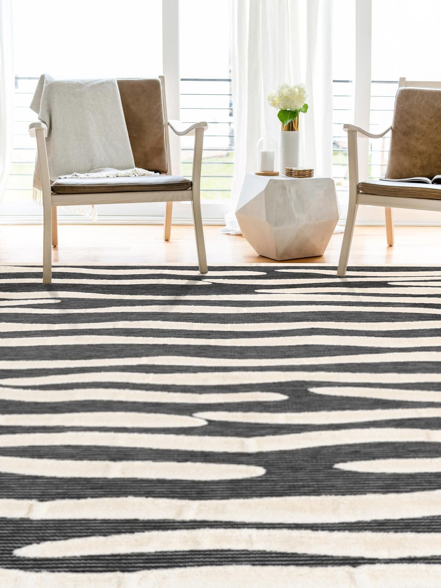 Gray 4' 1 x 6' 1 Prismatic Rectangle Area Rug Modern Geometric Unique Design Carpet for Contemporary Interior Home Decorating for Sale at Rug Engine