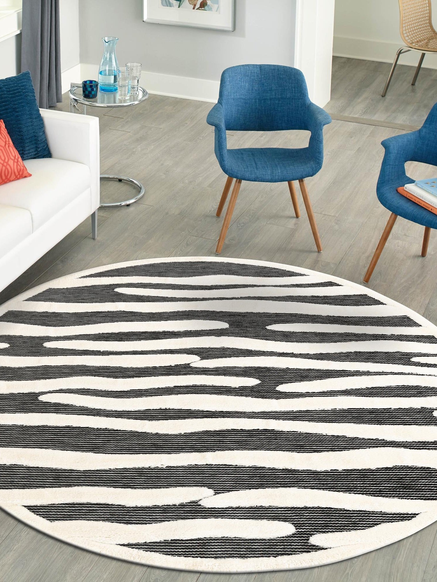 Gray 6' 1 x 6' 1 Prismatic Round Area Rug Modern Geometric Unique Design Carpet for Contemporary Interior Home Decorating for Sale at Rug Engine