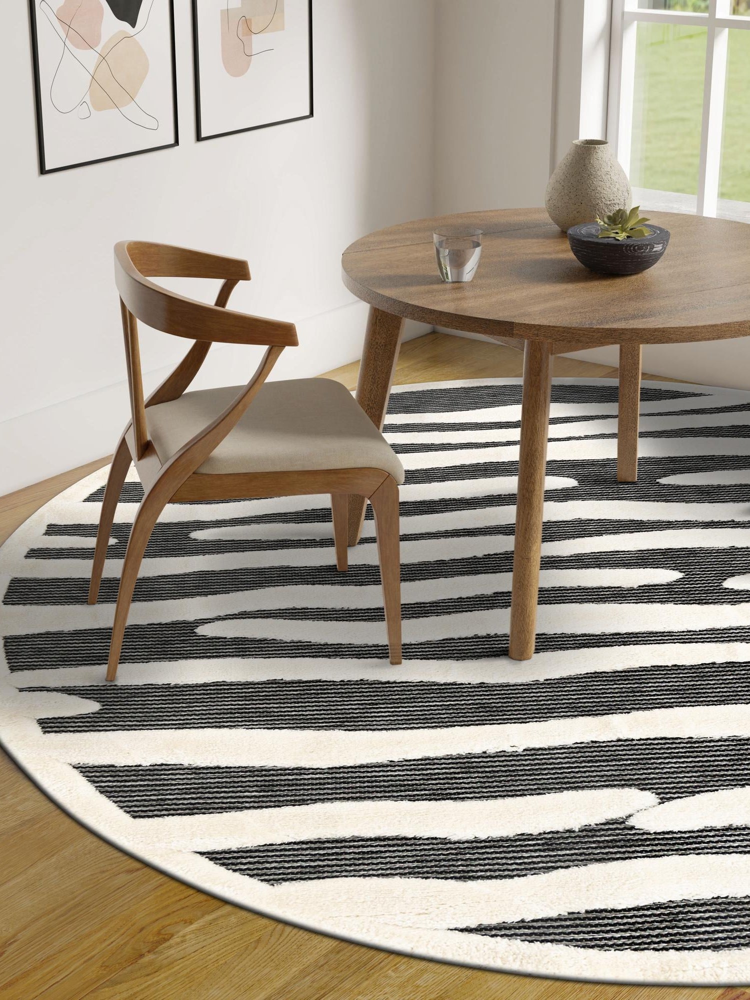 Gray 7' 10 x 7' 10 Prismatic Round Area Rug Modern Geometric Unique Design Carpet for Contemporary Interior Home Decorating for Sale at Rug Engine