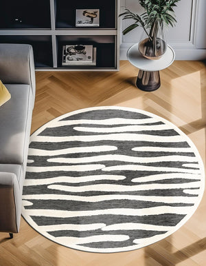 Gray 3' 1 x 3' 1 Prismatic Round Area Rug Modern Geometric Unique Design Carpet for Contemporary Interior Home Decorating for Sale at Rug Engine