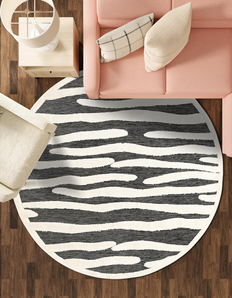 Gray 3' 1 x 3' 1 Prismatic Round Area Rug Modern Geometric Unique Design Carpet for Contemporary Interior Home Decorating for Sale at Rug Engine