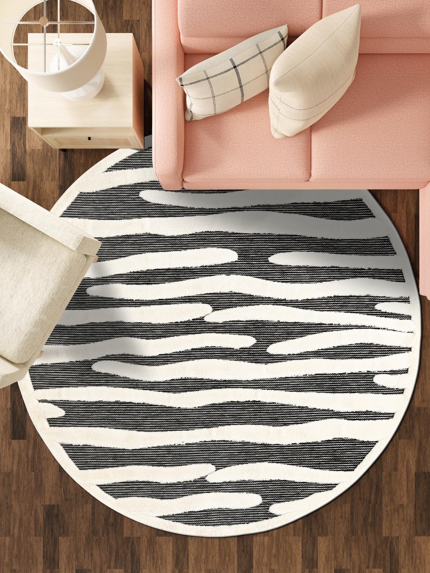 Gray 6' 1 x 6' 1 Prismatic Round Area Rug Modern Geometric Unique Design Carpet for Contemporary Interior Home Decorating for Sale at Rug Engine